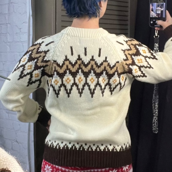 |•SIGALLO•| Vintage Cream and Brown Sweater - Vintage Size 'Large' - Picture 2 of 3